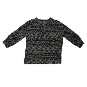 Madewell Flowy Lace Up Patterned Blouse Size XS